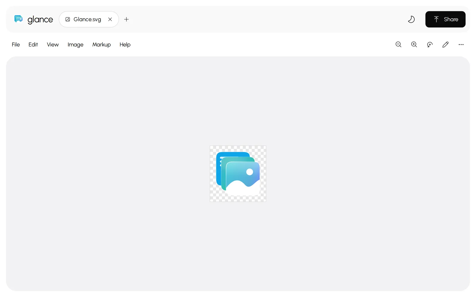 An SVG logo open in Glance
