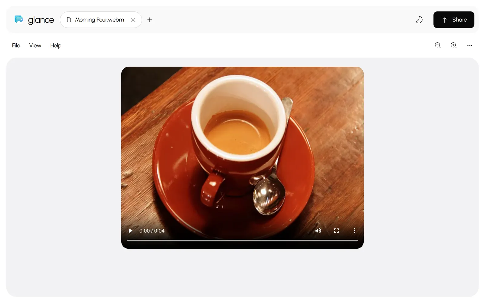 A video playing in Glance